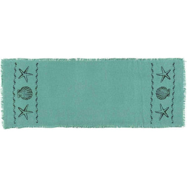 Sandy Aqua Burlap Runner 13x36 VHC Brands - The Fox Decor